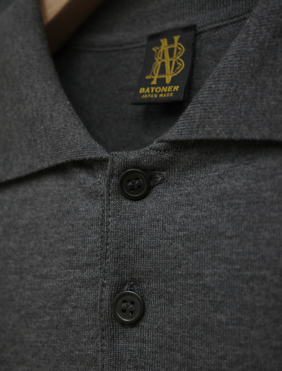 BATONER Blousing Polo L/S T-Shirt - Charcoal