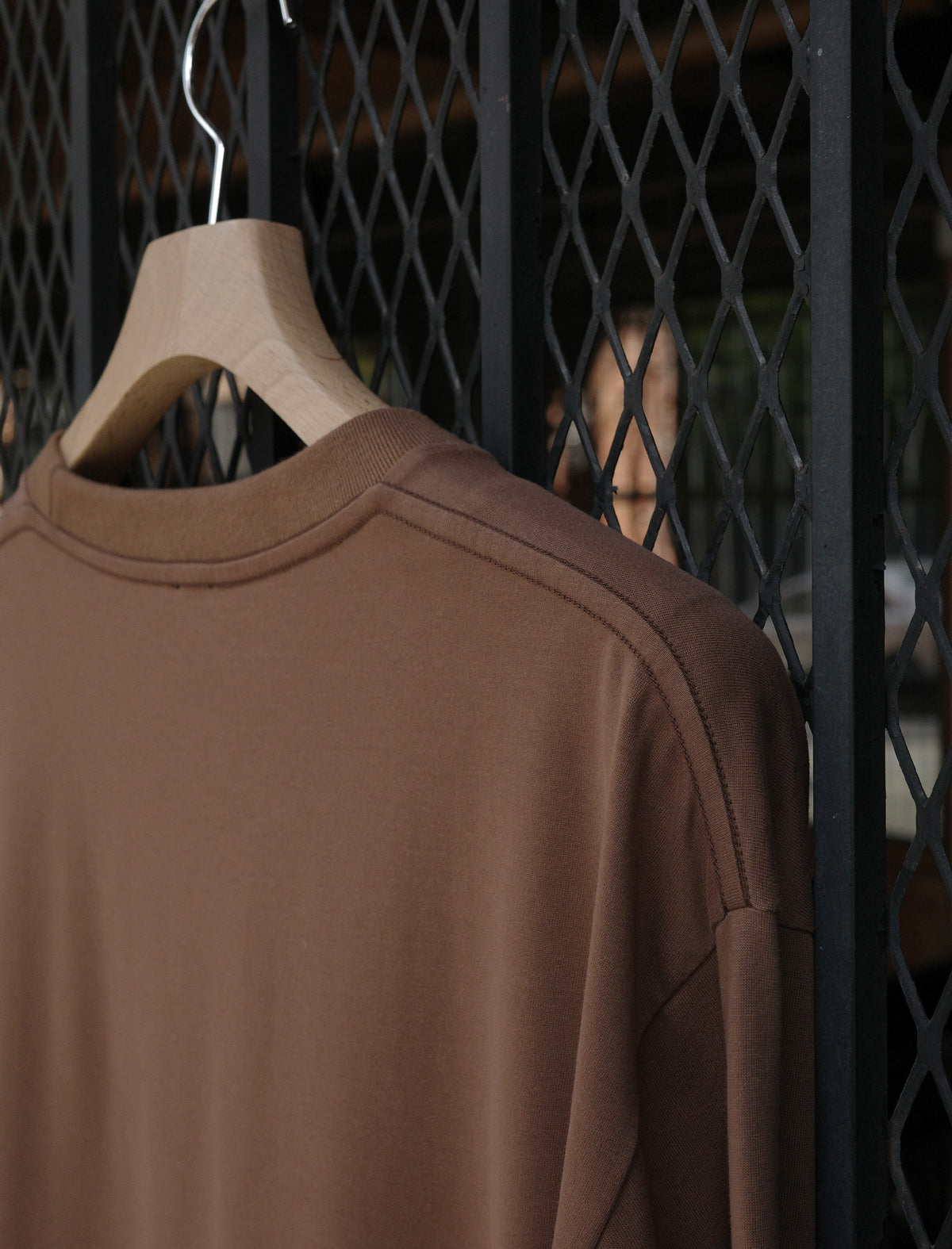 BATONER Suede Touch Crewneck L/S T-Shirt - Camel