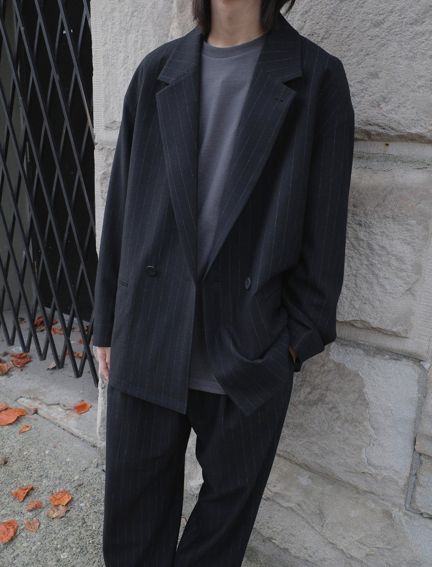 Kanemasa Phil. 36G Wool Stripe Double Jacket - Black