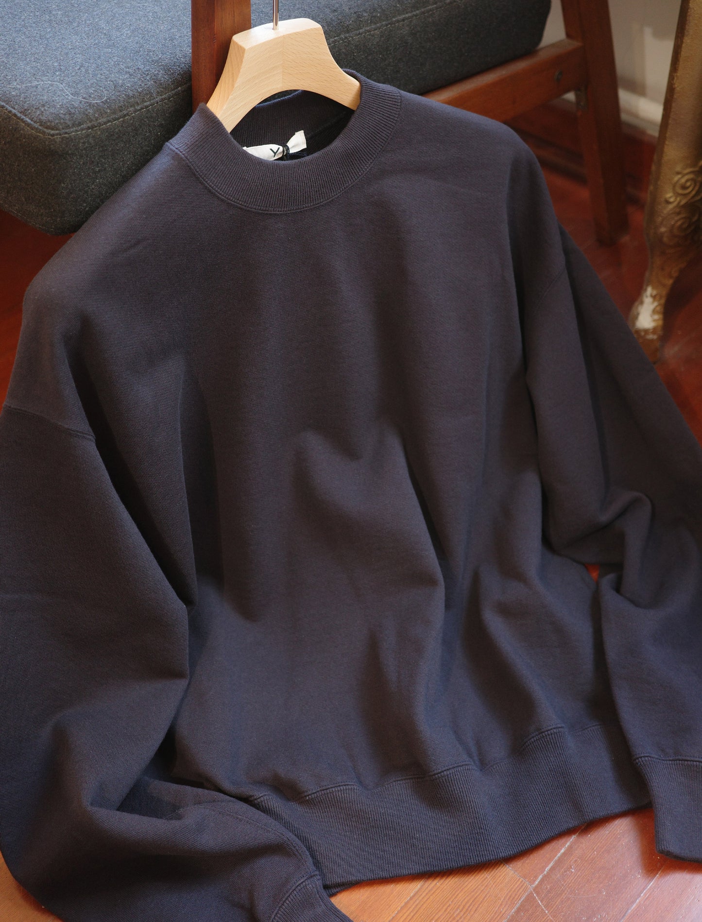 Y Organic Cotton Blend Heavy Weight Fleece Crew Neck - Navy