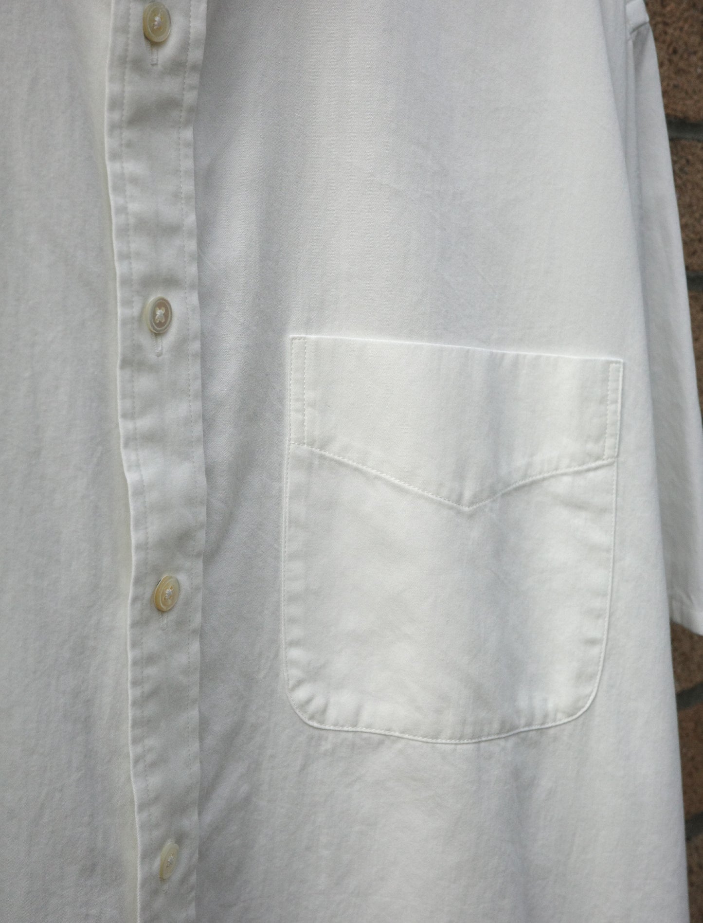 Y Organic Cotton Washer Satin S/S Shirt - White