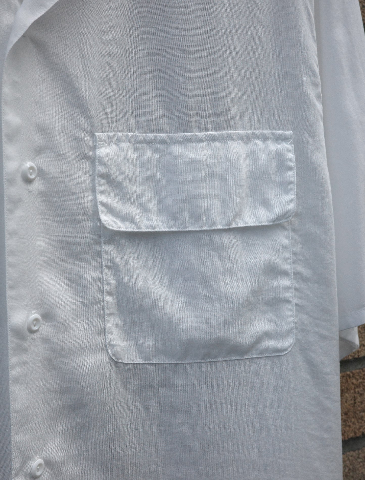 Y Tencel Poplin Open Collar S/S Shirt - White
