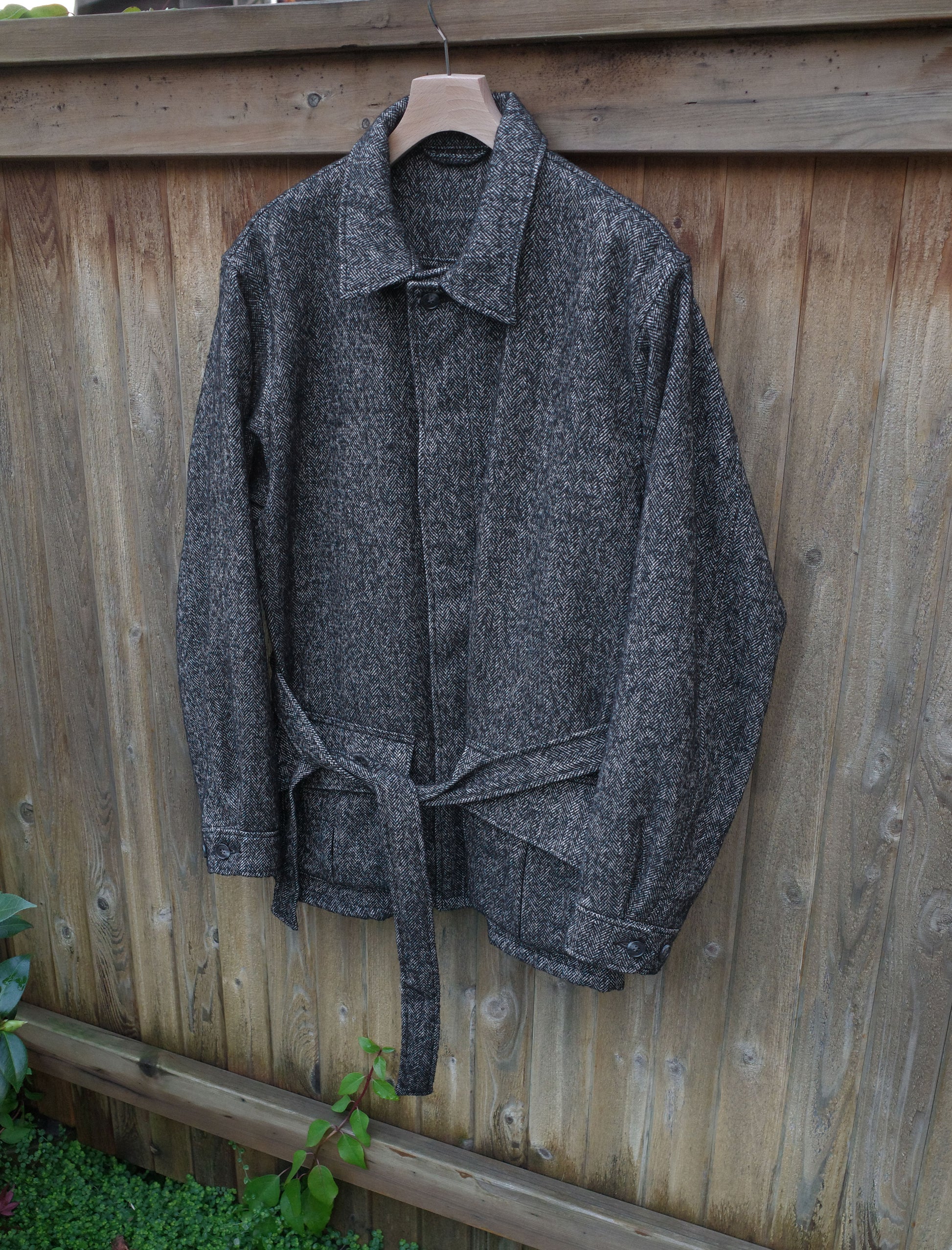 awasa Fancy Tweed Belted Jacket - Herringbone