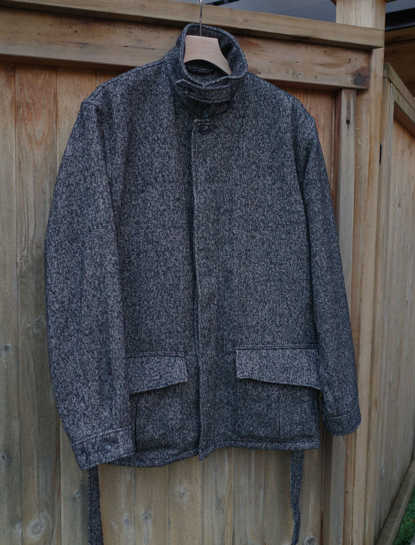 awasa Fancy Tweed Belted Jacket - Herringbone