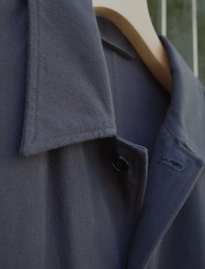 awasa Hard Twist Cotton Twill Utility Shirt Jacket Navy