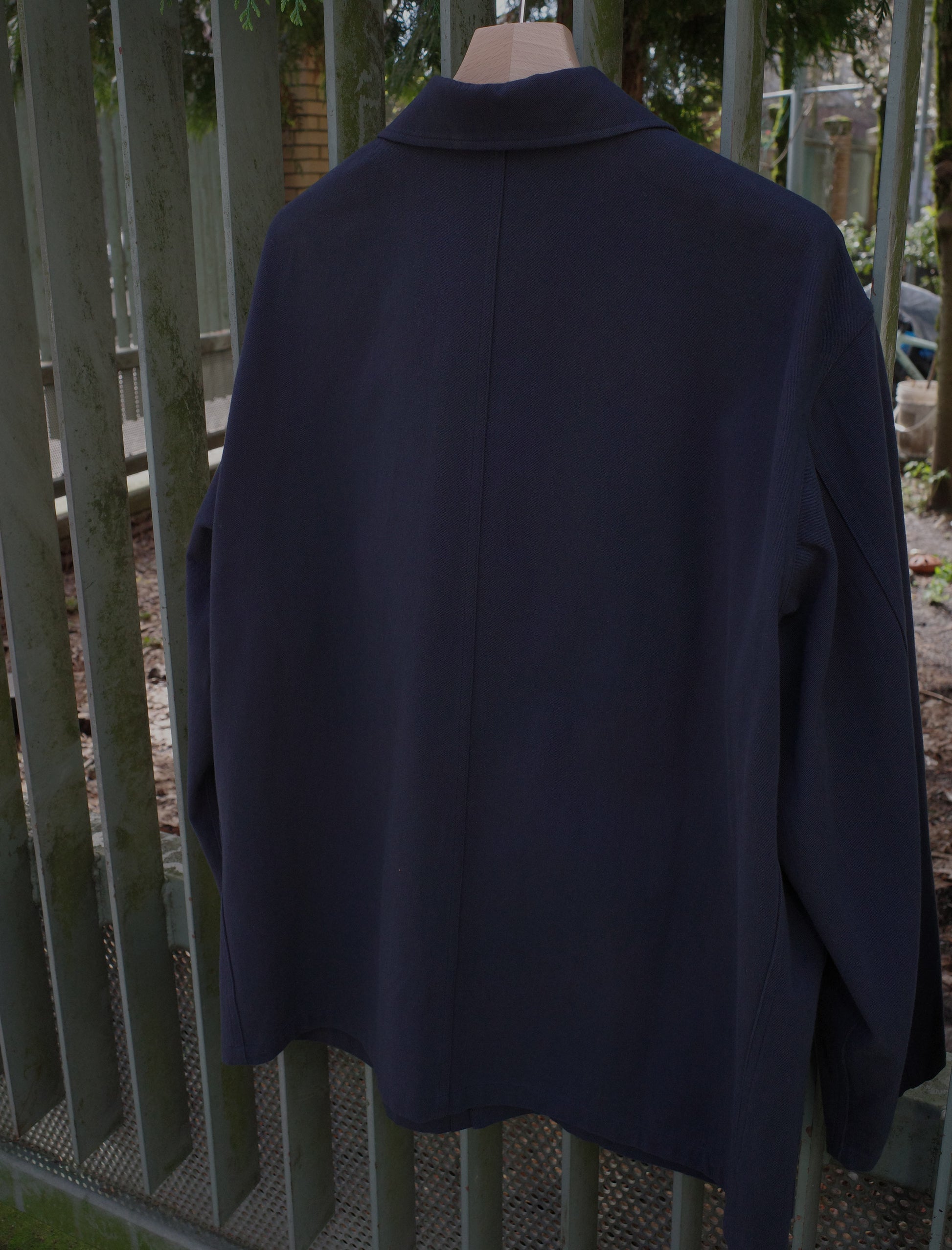 awasa Hard Twist Cotton Twill Utility Shirt Jacket Navy