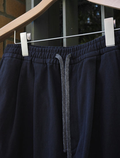 awasa Hard Twist Cotton Twill Wide Easy Shorts Navy