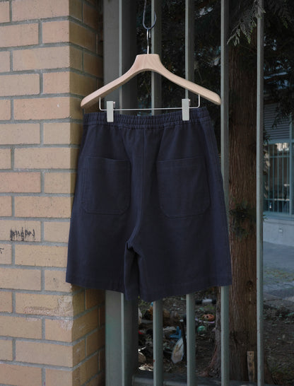 awasa Hard Twist Cotton Twill Wide Easy Shorts Navy