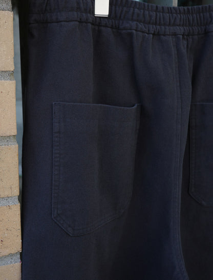 awasa Hard Twist Cotton Twill Wide Easy Shorts Navy