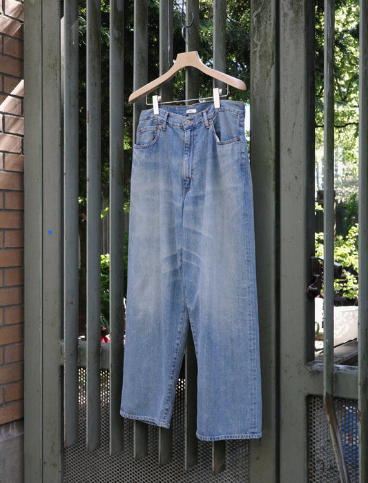 awasa Selvedge Light Denim 5-Pocket Wide Pants Indigo Fade