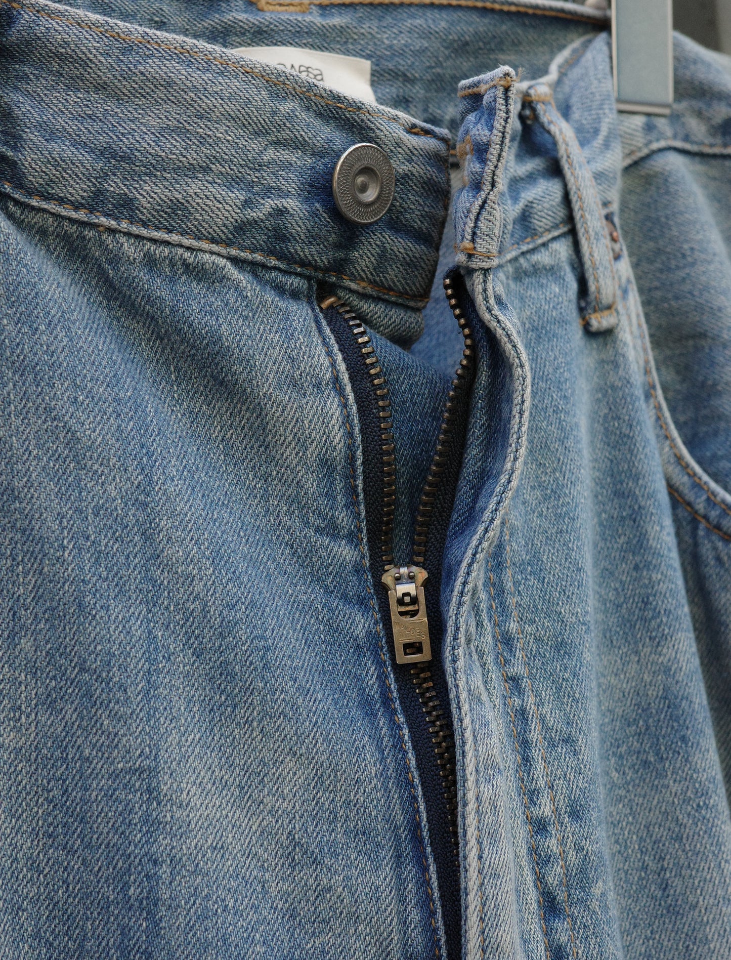 awasa Selvedge Light Denim 5-Pocket Wide Pants Indigo Fade