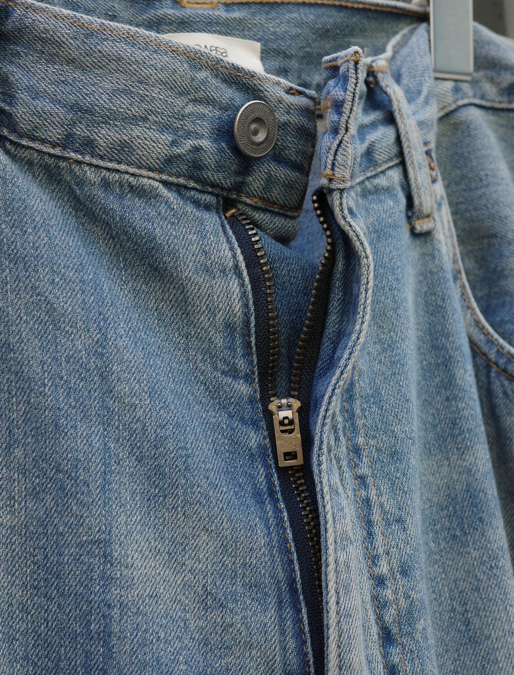 awasa Selvedge Light Denim 5-Pocket Wide Pants Indigo Fade