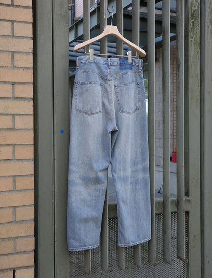 awasa Selvedge Light Denim 5-Pocket Wide Pants Indigo Fade