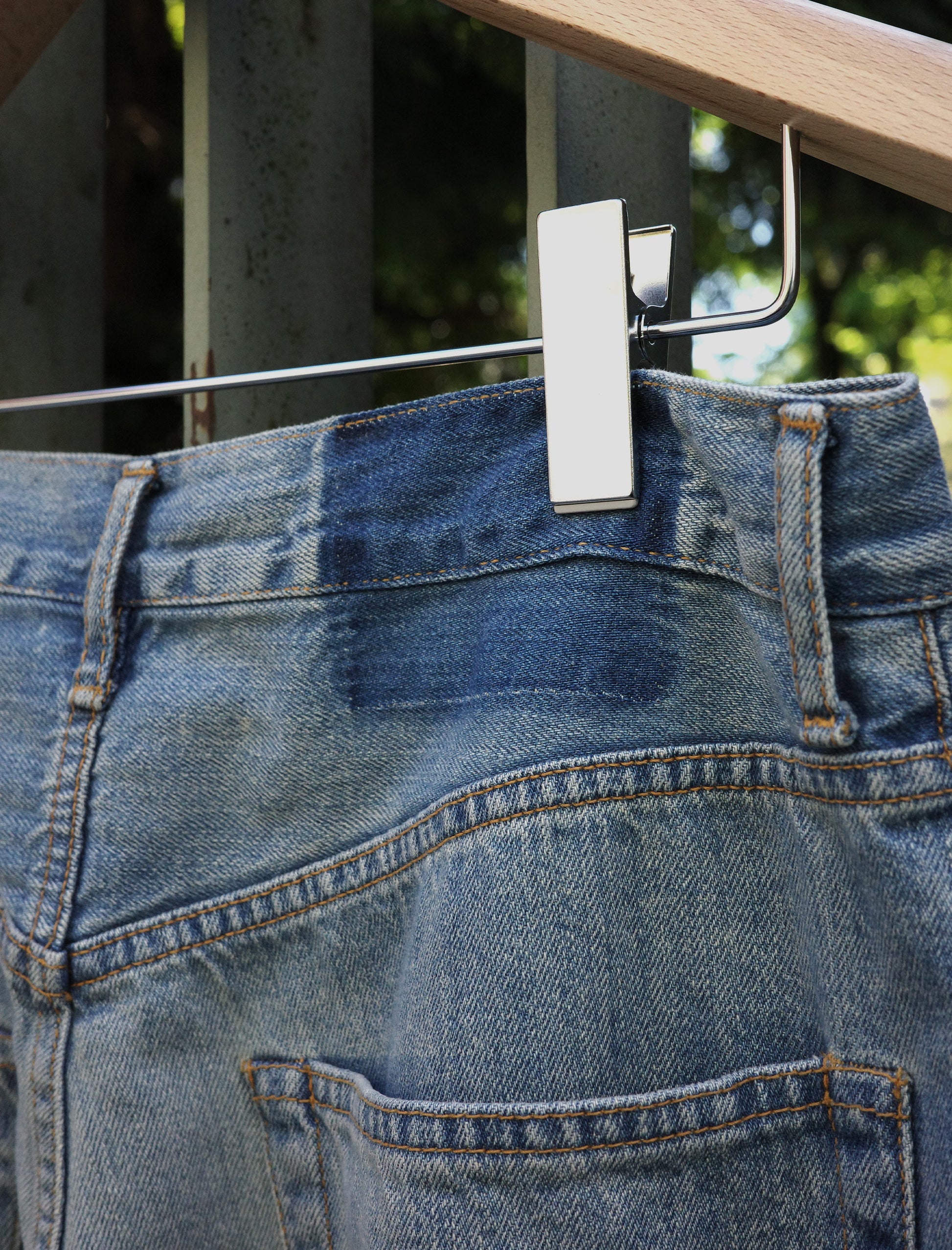 awasa Selvedge Light Denim 5-Pocket Wide Pants Indigo Fade
