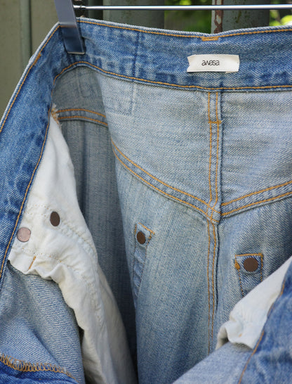 awasa Selvedge Light Denim 5-Pocket Wide Pants Indigo Fade