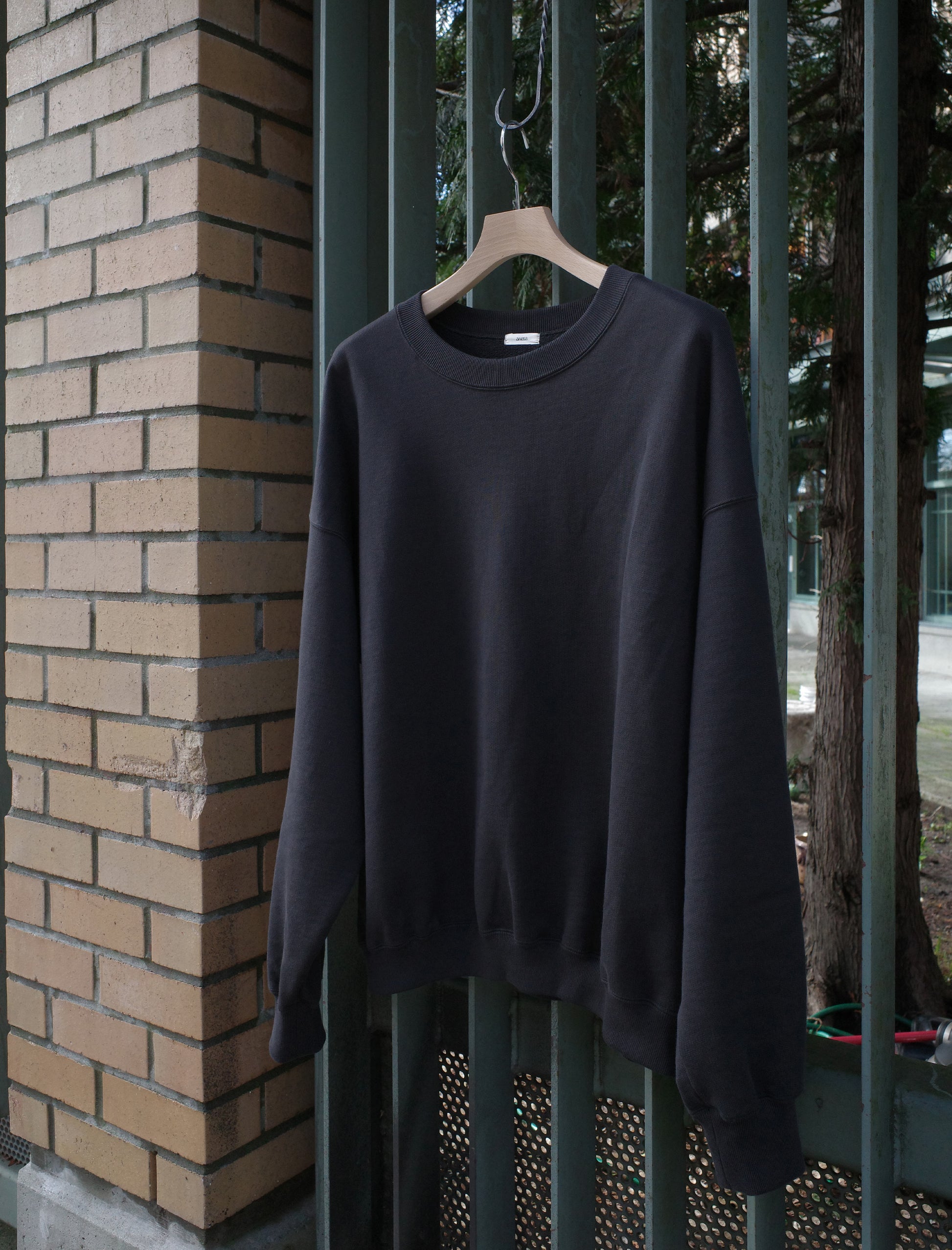 awasa Supima Aging Cotton Crewneck Sweatshirt Faded Black