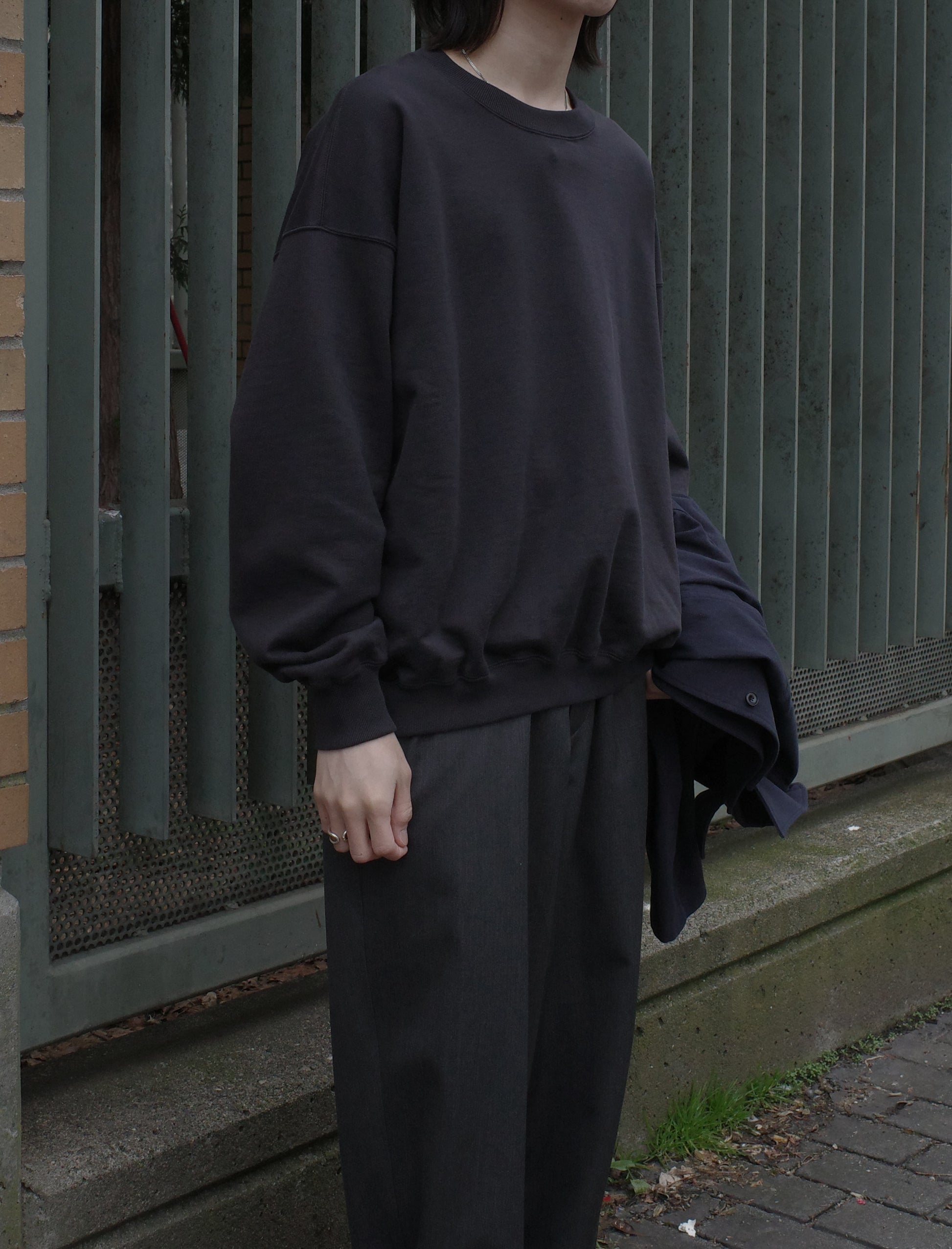 awasa Supima Aging Cotton Crewneck Sweatshirt Faded Black