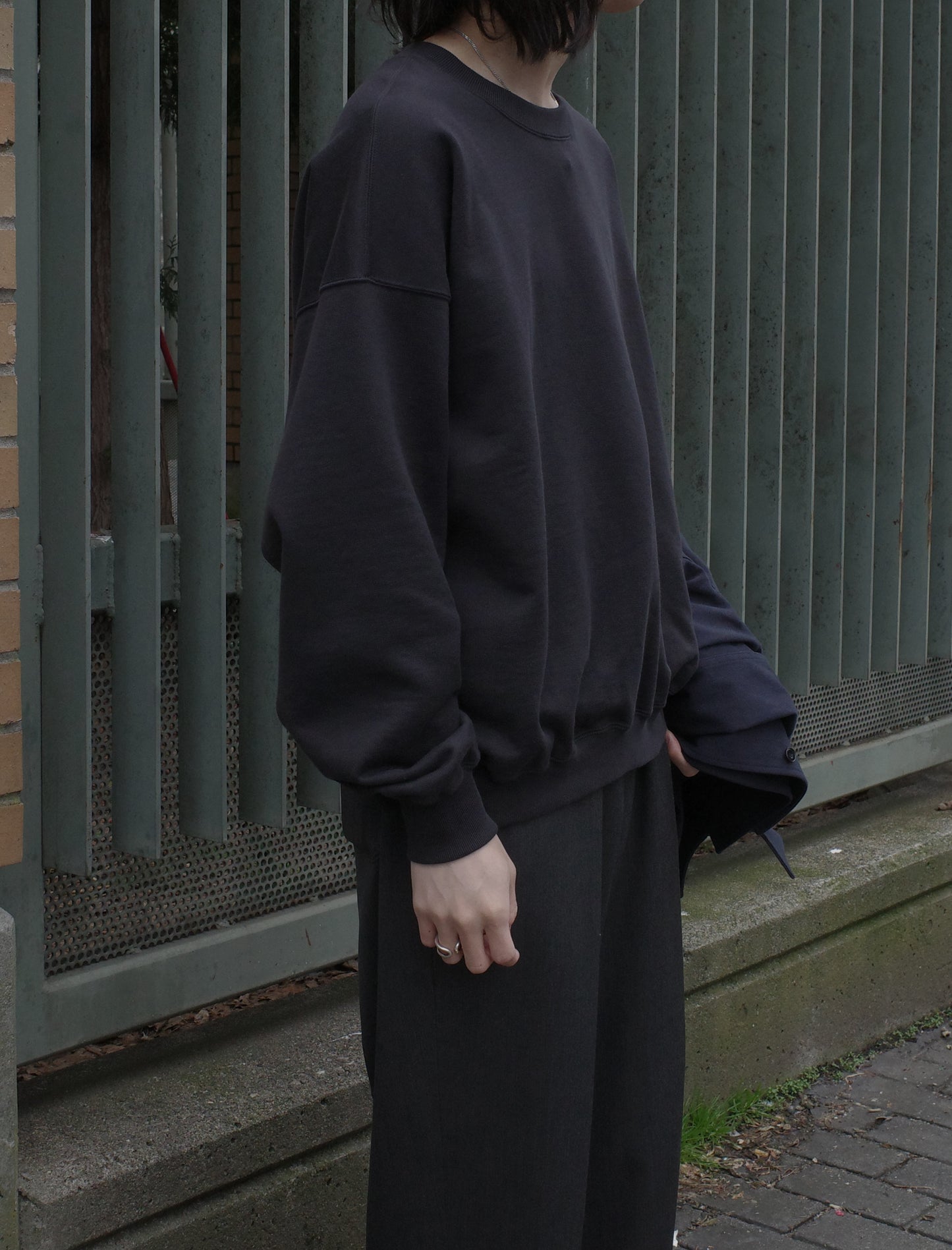 awasa Supima Aging Cotton Crewneck Sweatshirt Faded Black