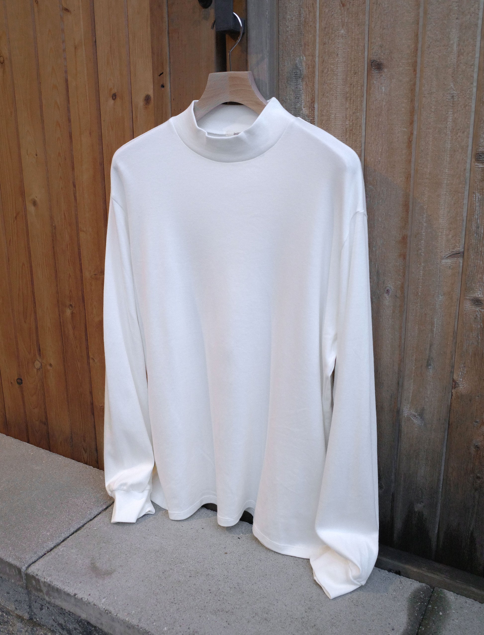 awasa Supima Aging Cotton Smooth Mock Neck - White