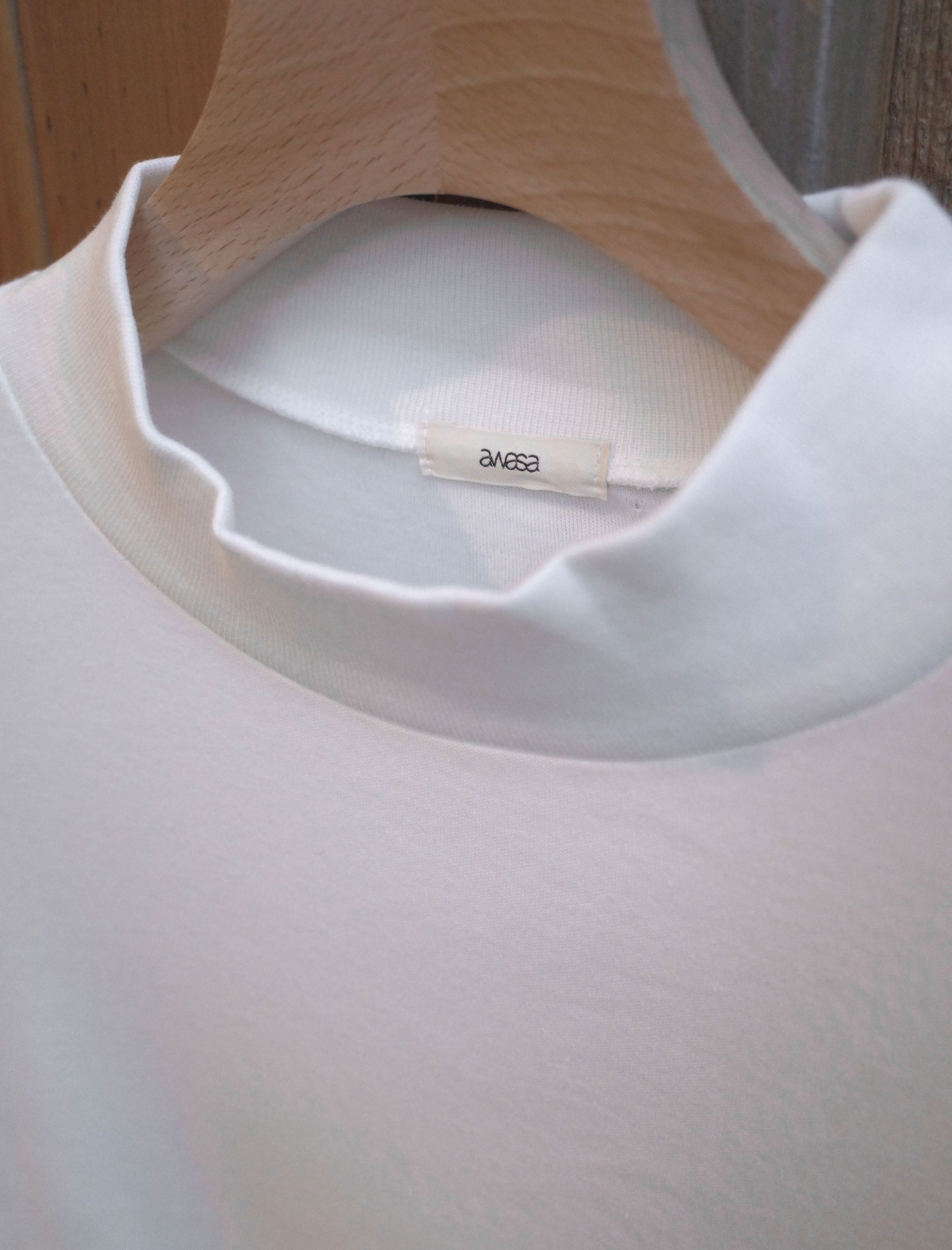 awasa Supima Aging Cotton Smooth Mock Neck - White