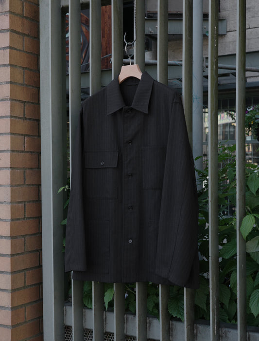 awasa Vintage Wool Amundsen Utility Shirt Jacket Stripe