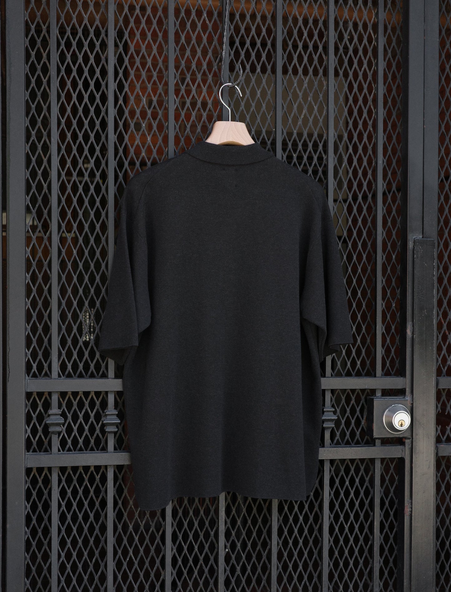BATONER 32G Smooth Knit S/S Polo - Melange Black