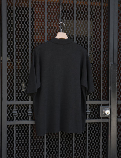 BATONER 32G Smooth Knit S/S Polo - Melange Black