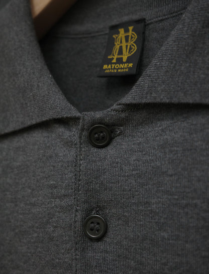 BATONER Blousing Polo L/S T-Shirt - Charcoal