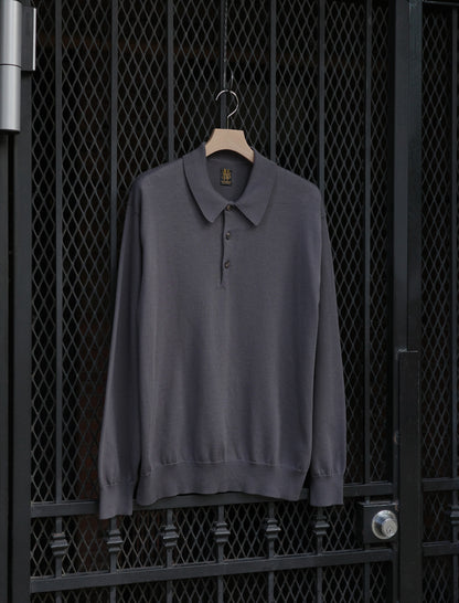 BATONER Caribbean Sea Island Cotton Polo - Charcoal