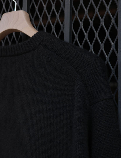 BATONER Innocent Cashmere Middle Weight Crewneck - Solid Black