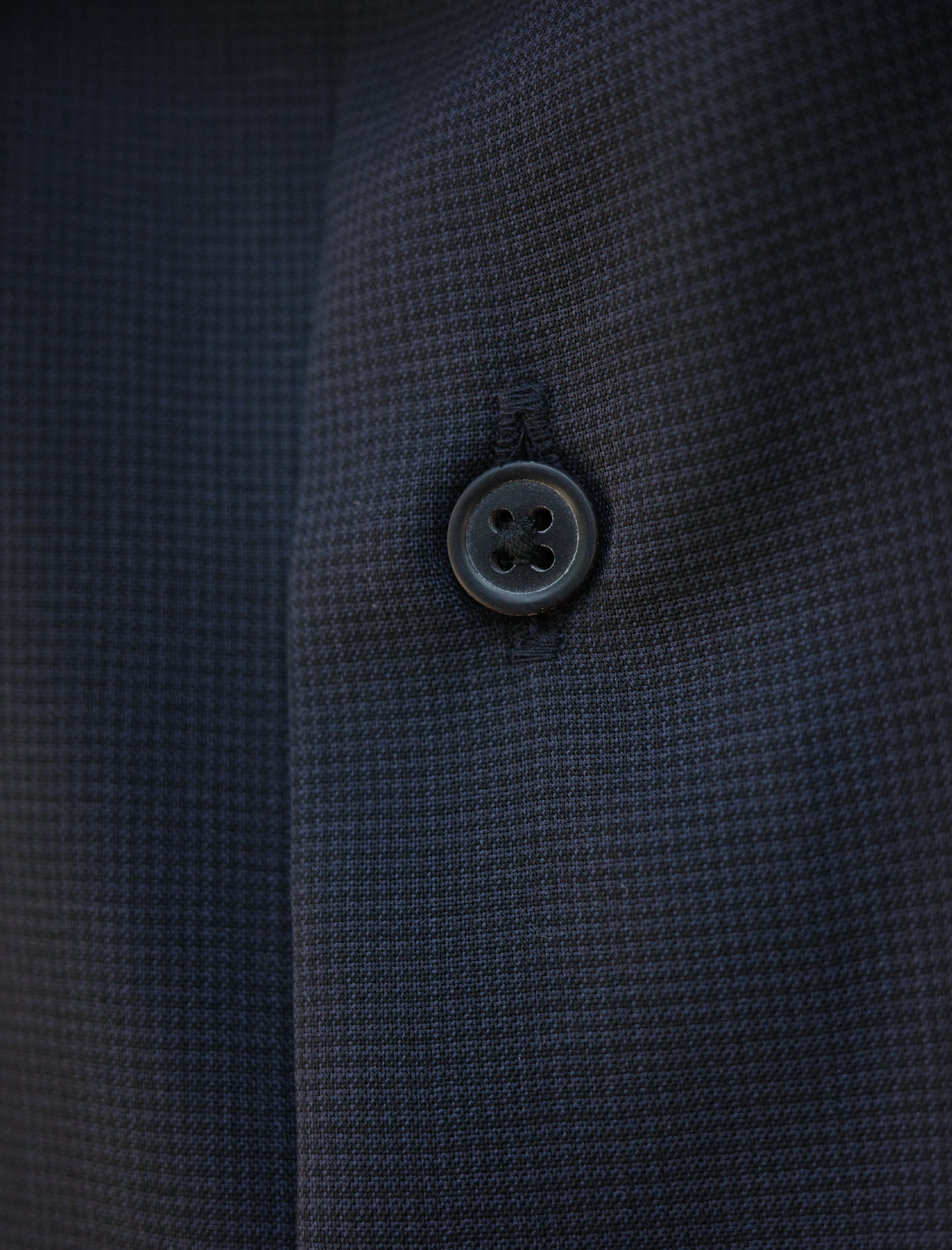 BATONER Solid Wool Regular Collar Shirt - Houndstooth Navy