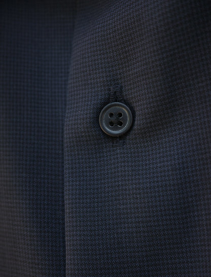 BATONER Solid Wool Regular Collar Shirt Houndstooth Navy