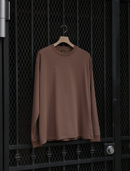 BATONER Suede Touch Crewneck L/S T-Shirt - Camel