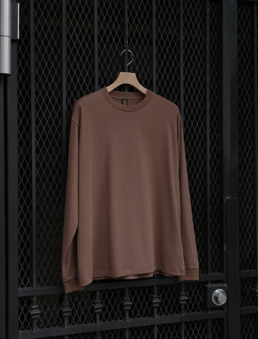 BATONER Suede Touch Crewneck L/S T-Shirt - Camel