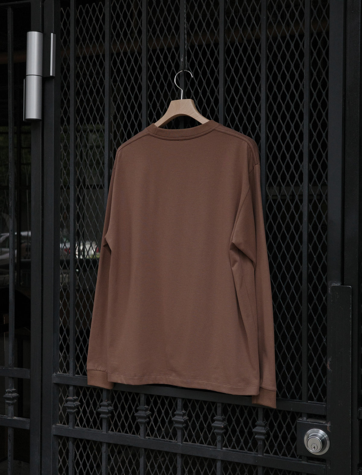 BATONER Suede Touch Crewneck L/S T-Shirt - Camel