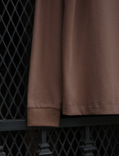 BATONER Suede Touch Crewneck L/S T-Shirt - Camel
