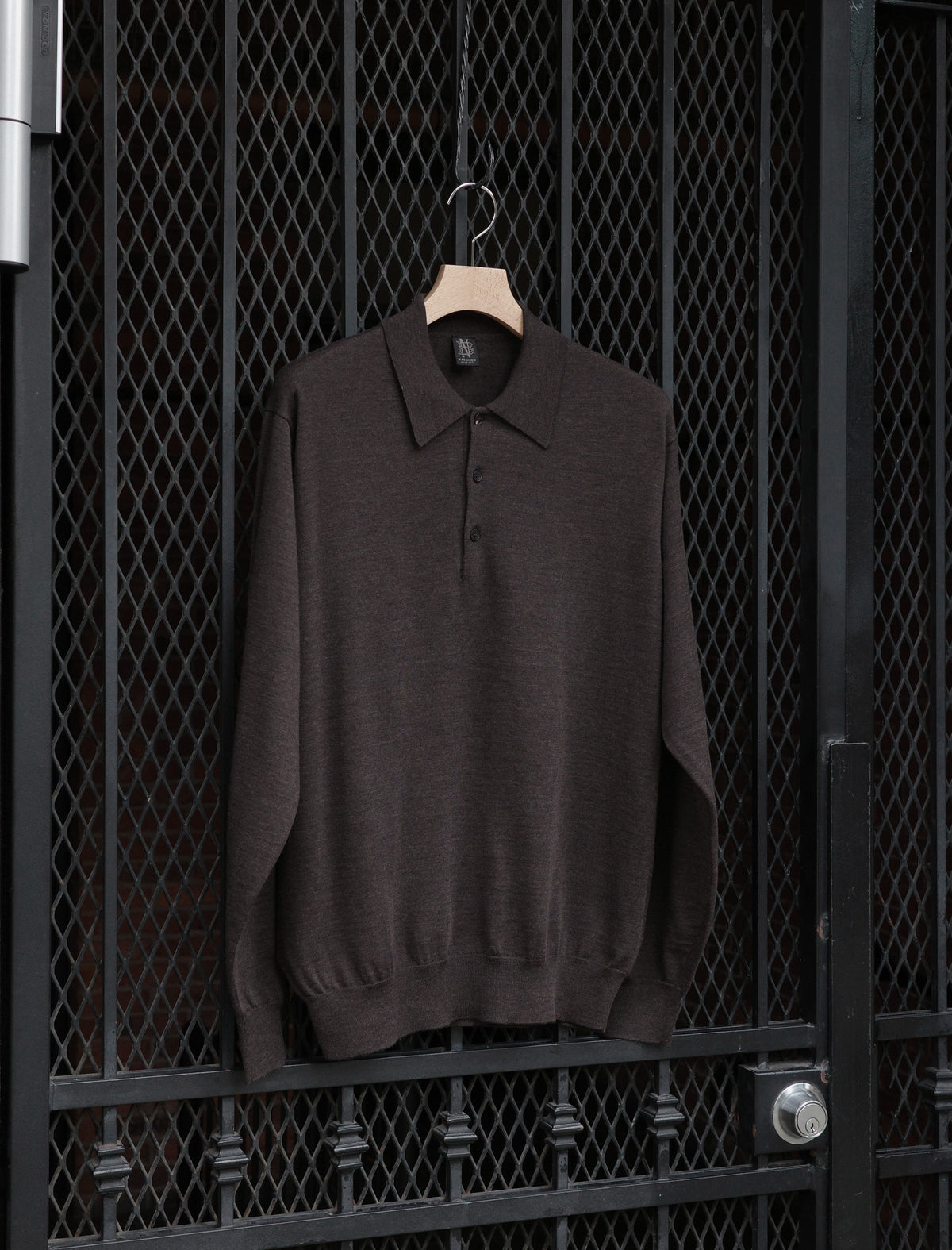 BATONER Superior High Gauge Merino Polo - Brown
