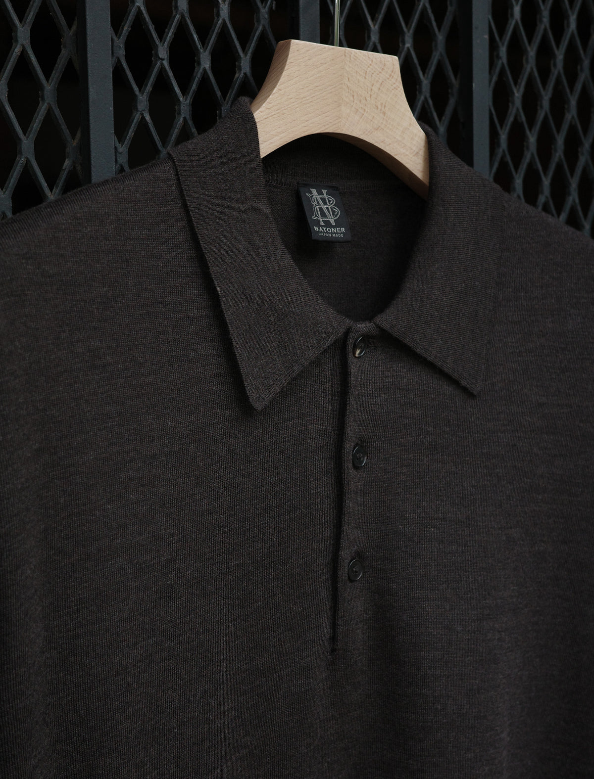 BATONER Superior High Gauge Merino Polo - Brown