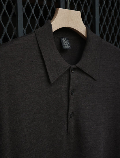 BATONER Superior High Gauge Merino Polo - Brown