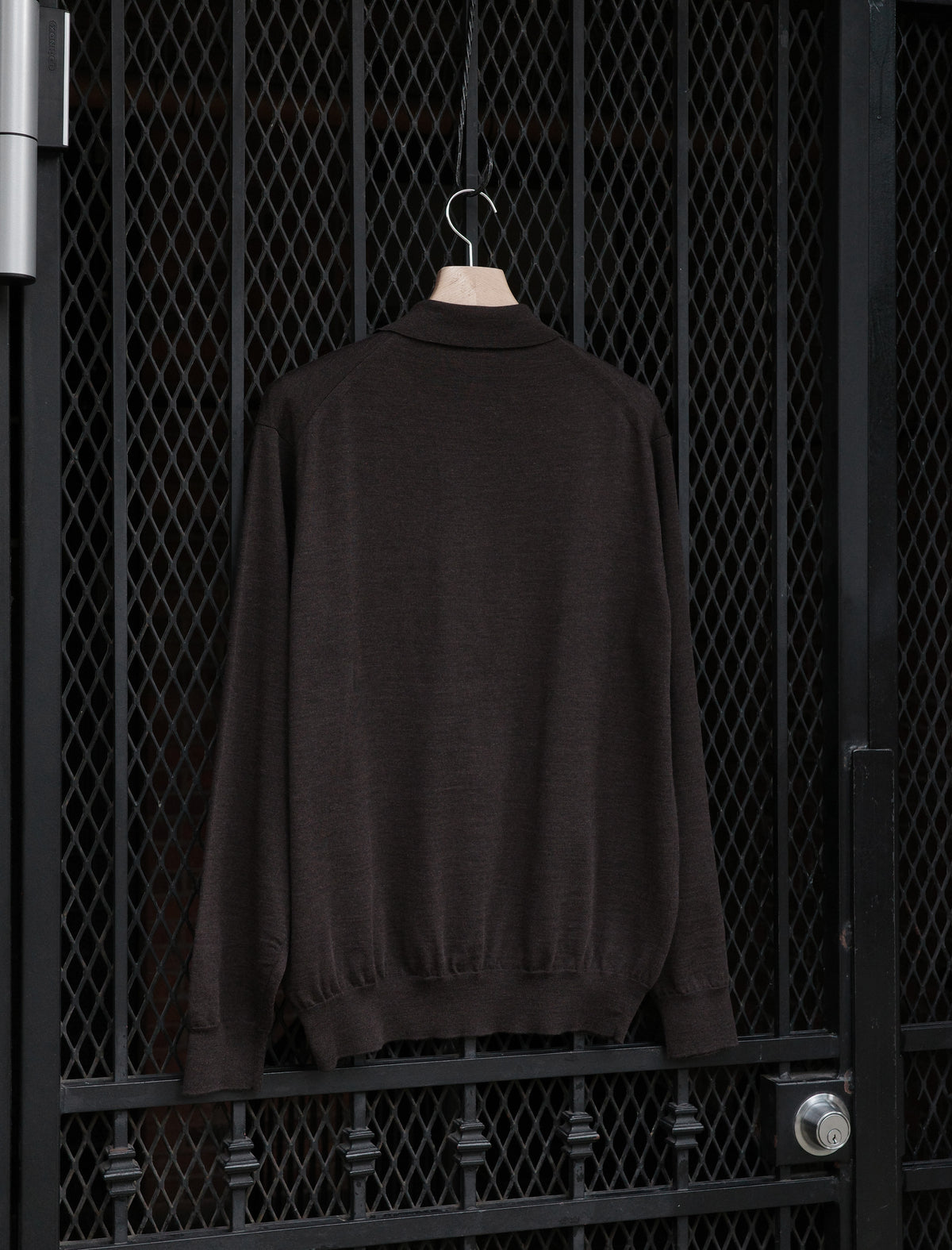 BATONER Superior High Gauge Merino Polo - Brown