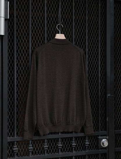 BATONER Superior High Gauge Merino Polo - Brown