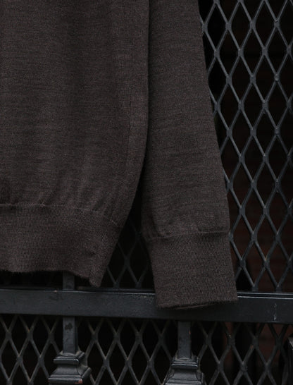 BATONER Superior High Gauge Merino Polo - Brown