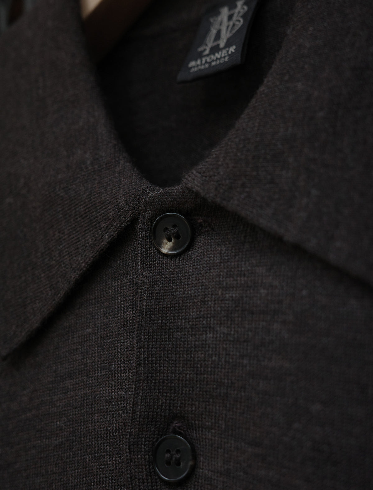 BATONER Superior High Gauge Merino Polo - Brown
