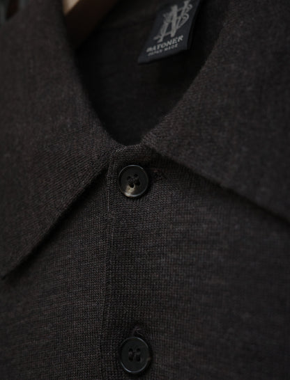 BATONER Superior High Gauge Merino Polo - Brown
