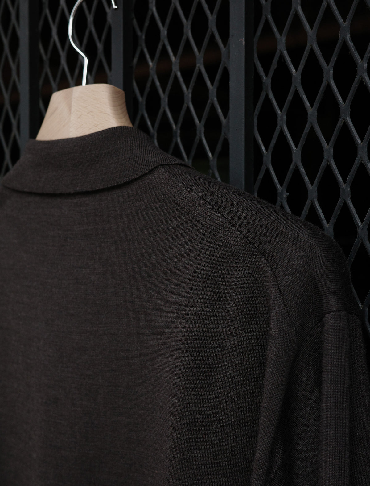 BATONER Superior High Gauge Merino Polo - Brown