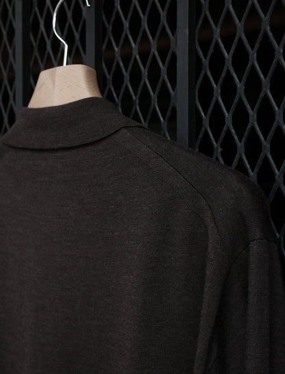 BATONER Superior High Gauge Merino Polo - Brown
