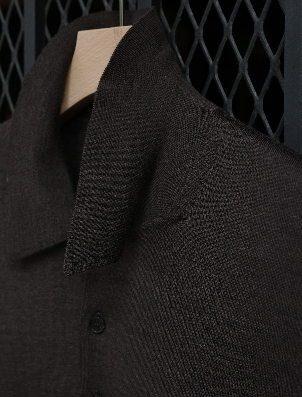 BATONER Superior High Gauge Merino Polo - Brown