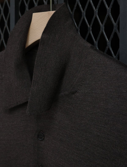BATONER Superior High Gauge Merino Polo - Brown
