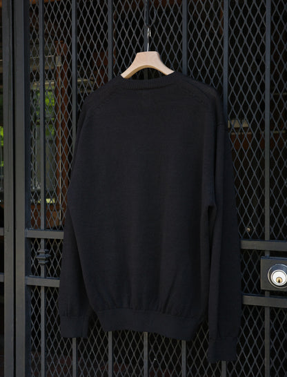 BATONER Washed High Count Linen Crewneck Black