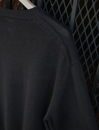 BATONER Washed High Count Linen Crewneck Black